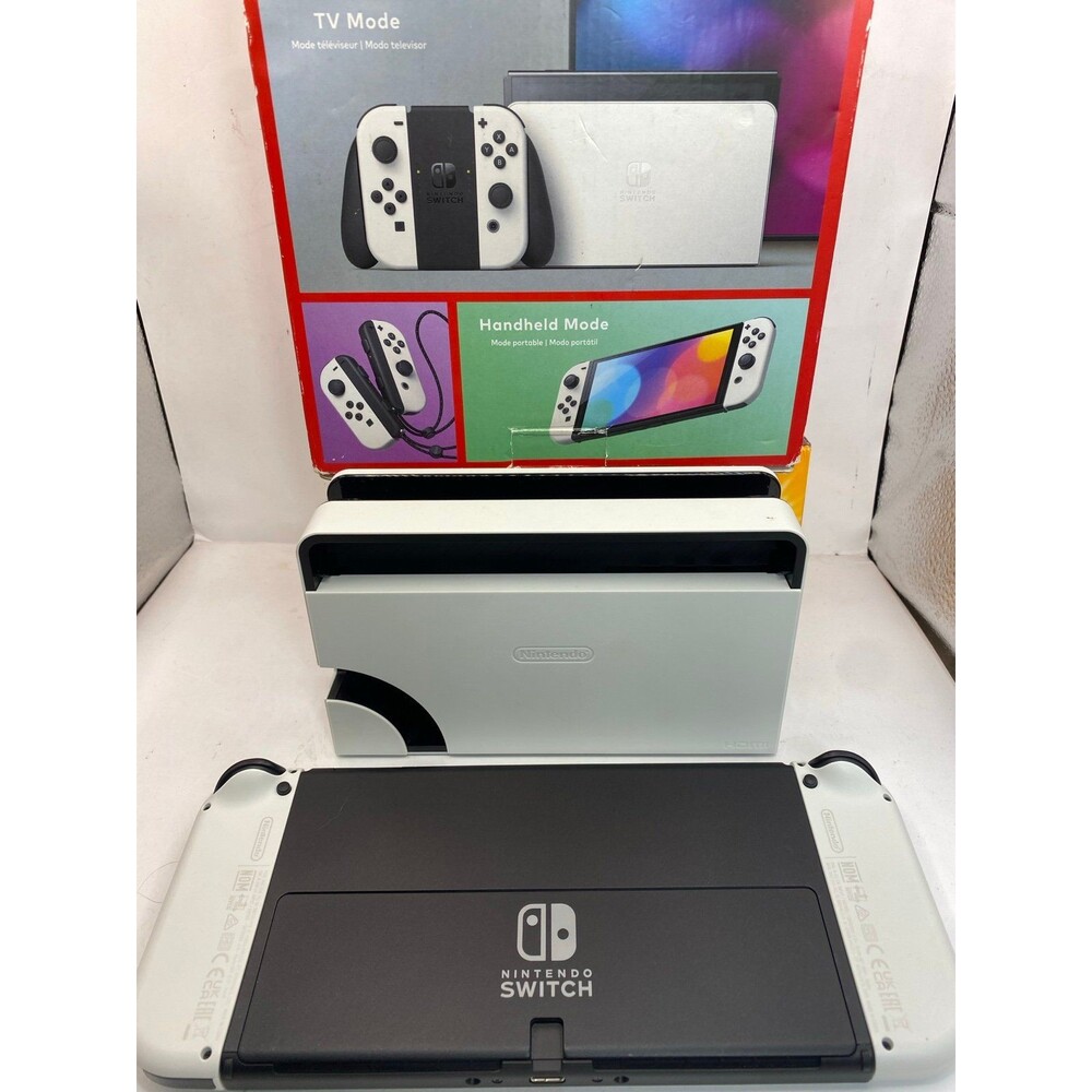 Nintendo Switch OLED System 64GB Console in Box w/White Joy-Cons + Dock BOX - Picture 3 of 8
